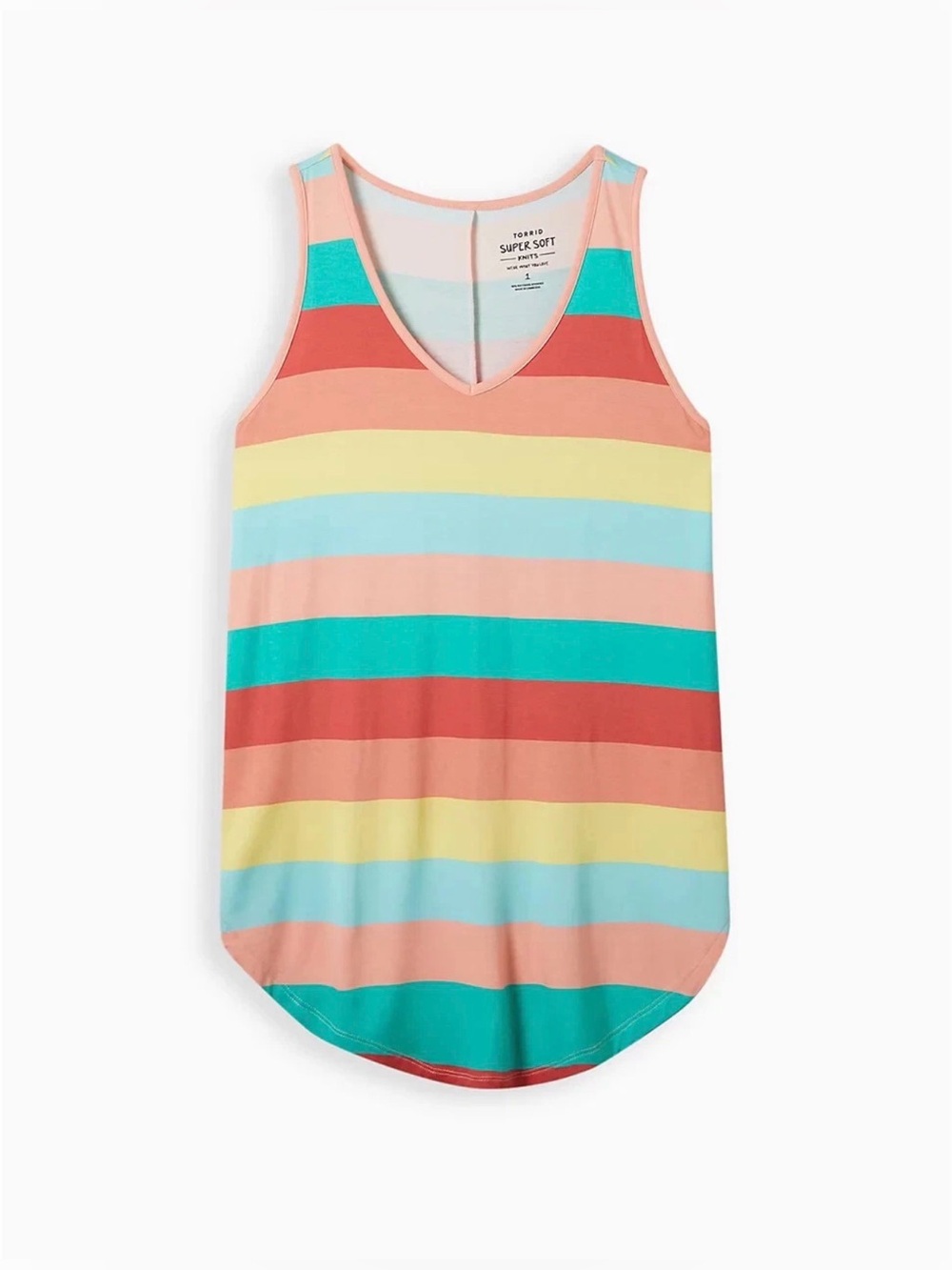 NWT Torrid Favorite Tunic V Neck Tunic Tank Multi Pastel Stripe 00 M/L